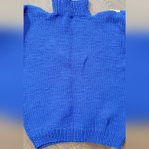 Handknit Boys Blue Color Block Sweater Handmade by Grammy M See Measurements - Picture 5 of 5